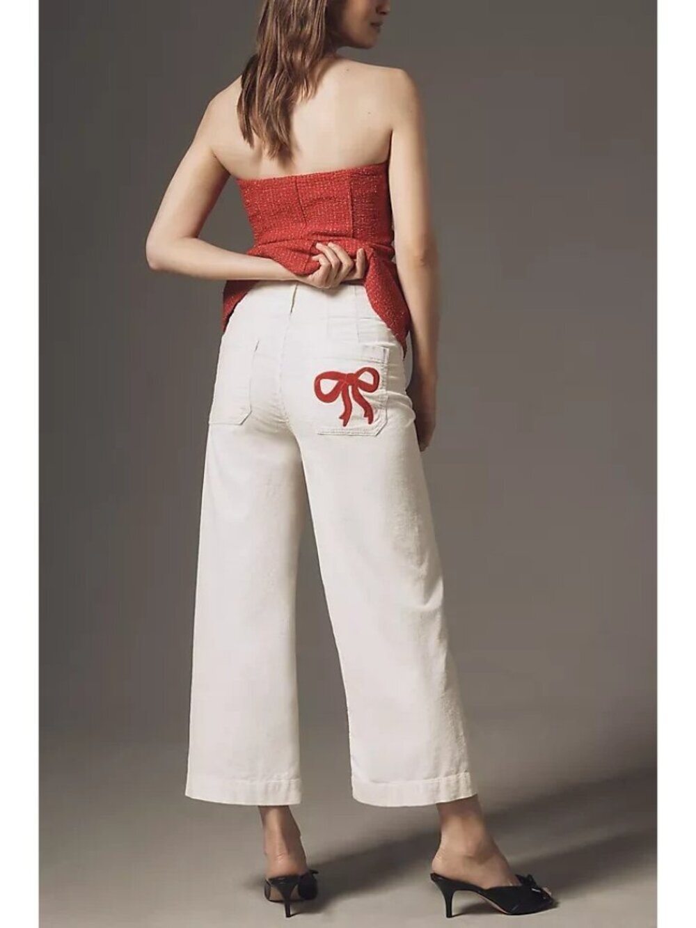The Colette Bow Corduroy Crop Wide-Leg Pants by Maeve 34